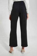 Load image into Gallery viewer, Redtag-Black-Tappered-Trousers-With-Button-Detailing-Trousers-Women&#39;s-
