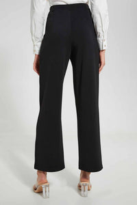 Redtag-Black-Tappered-Trousers-With-Button-Detailing-Trousers-Women's-