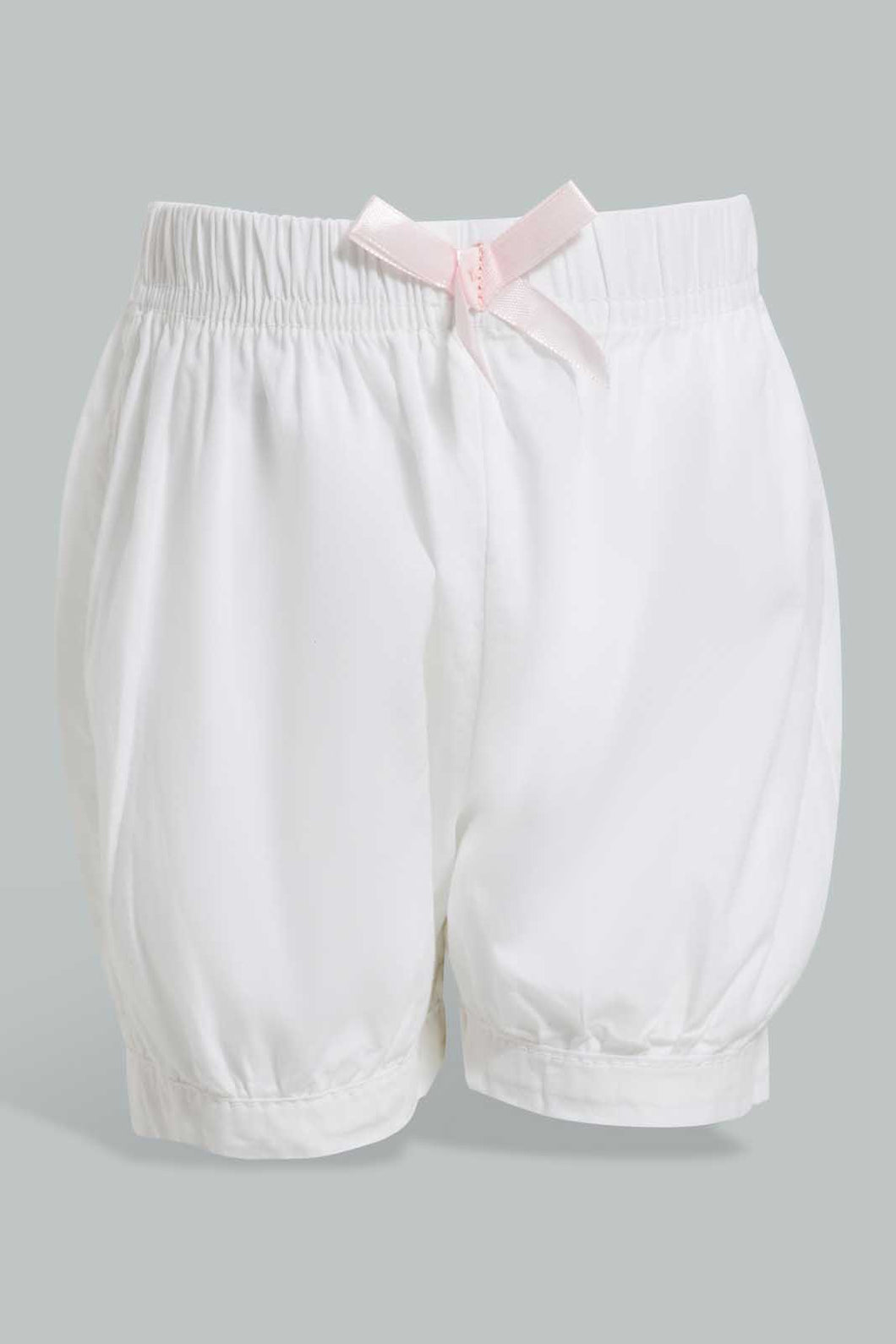 Redtag-White-Short-Denim-Shorts-Infant-Girls-3 to 24 Months