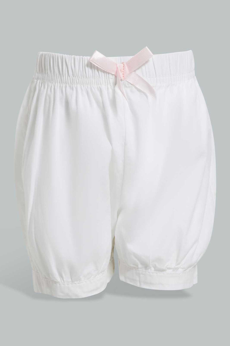 Redtag-White-Short-Denim-Shorts-Infant-Girls-3 to 24 Months