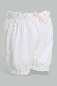 Redtag-White-Short-Denim-Shorts-Infant-Girls-3 to 24 Months