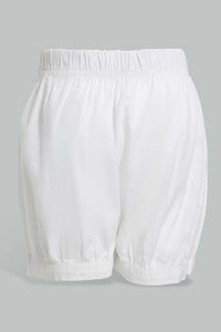 Redtag-White-Short-Denim-Shorts-Infant-Girls-3 to 24 Months