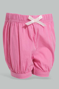 Redtag-Fuchsia-Short-Denim-Shorts-Infant-Girls-3 to 24 Months