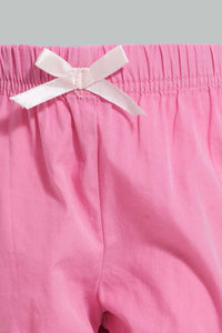 Redtag-Fuchsia-Short-Denim-Shorts-Infant-Girls-3 to 24 Months