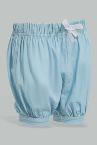 Redtag-Blue-Short-Denim-Shorts-Infant-Girls-3 to 24 Months