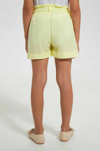 Redtag-Yellow-Girls-Short-Casual-Shorts-Girls-2 to 8 Years