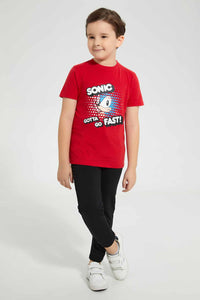 Redtag-Red-Sonic-T-Shirt-Character-T-Shirts-Boys-2 to 8 Years