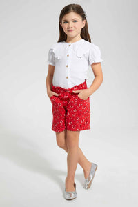 Redtag-Assorted-Girls-Aop-Short-Casual-Shorts-Girls-2 to 8 Years