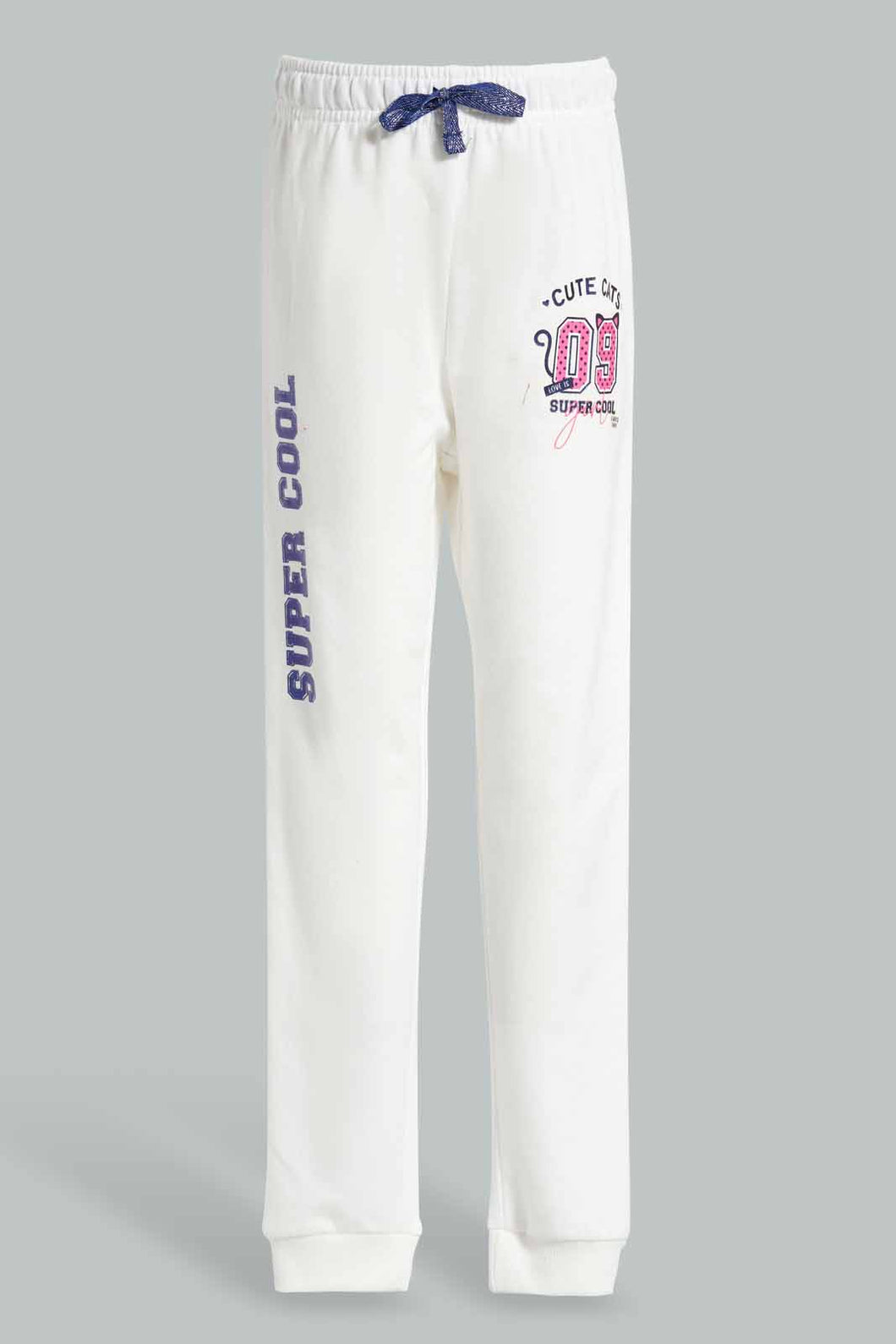 Redtag-Cream-Jogger-Pants-Joggers-Girls-2 to 8 Years