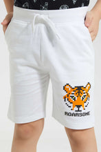 تنزيل الصورة على معرض الصور، Redtag-White-Print-Short-Active-Shorts-Boys-2 to 8 Years
