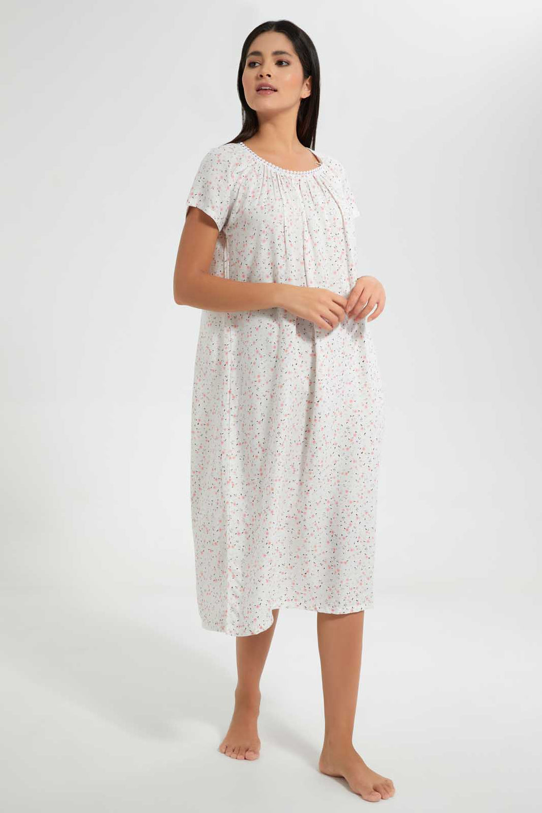 Redtag-Ivory-Floral-Printed-Nightgown-Nightgowns-Women's-