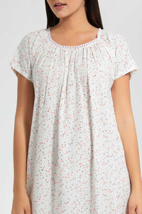 Redtag-Ivory-Floral-Printed-Nightgown-Nightgowns-Women's-