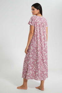 Redtag-Pale-Blue-Floral-Printed-Nightgown-Nightgowns-Women's-