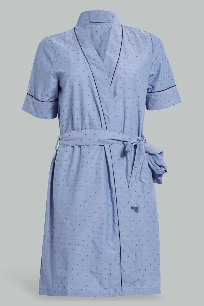 Redtag-Blue-Solid-Dobby-Robe-Category:Chemises,-Colour:Blue,-Filter:Women's-Clothing,-New-In,-New-In-Women,-Non-Sale,-S22D,-Section:Women,-Women-Chemises-Women's-