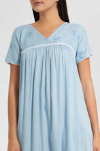 Load image into Gallery viewer, Redtag-Navy-Plain-Nightgown-With-Embroidery-Nightgowns-Women&#39;s-
