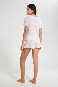 Pink And White Striped Cami Set (2 Piece)