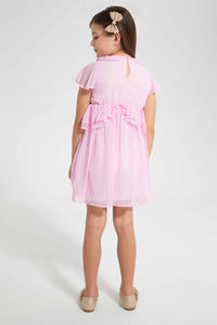 Redtag-Pale-Pink-Frill-Dobby-Dress-Dresses-Girls-2 to 8 Years