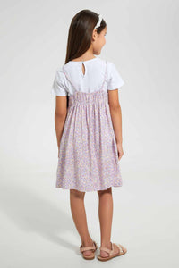 Redtag-Assorted--Aop-T-Shirt-&-Dress-Set-Dresses-Girls-2 to 8 Years