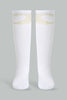 Redtag-White-Pair-Knee-High-Socks-Full-Length-Socks-Girls-2 to 8 Years