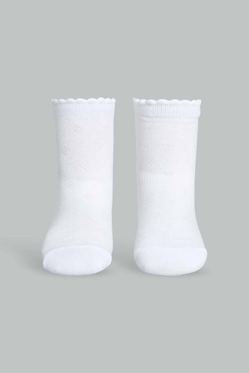 Redtag-White-Pair-Jacquard-Socks-Full-Length-Socks-Girls-2 to 8 Years