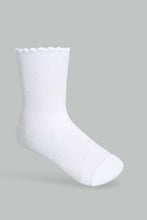 تنزيل الصورة على معرض الصور، Redtag-White-Pair-Jacquard-Socks-Full-Length-Socks-Girls-2 to 8 Years
