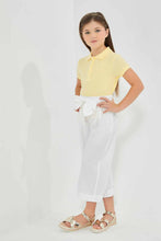 Load image into Gallery viewer, Redtag-White-Wide-Leg-Plain-Trousers-With-Belt-Category:Trousers,-Colour:White,-Filter:Girls-(2-to-8-Yrs),-Girls-Trousers,-New-In,-New-In-GIR,-Non-Sale,-S22D,-Section:Kidswear-Girls-
