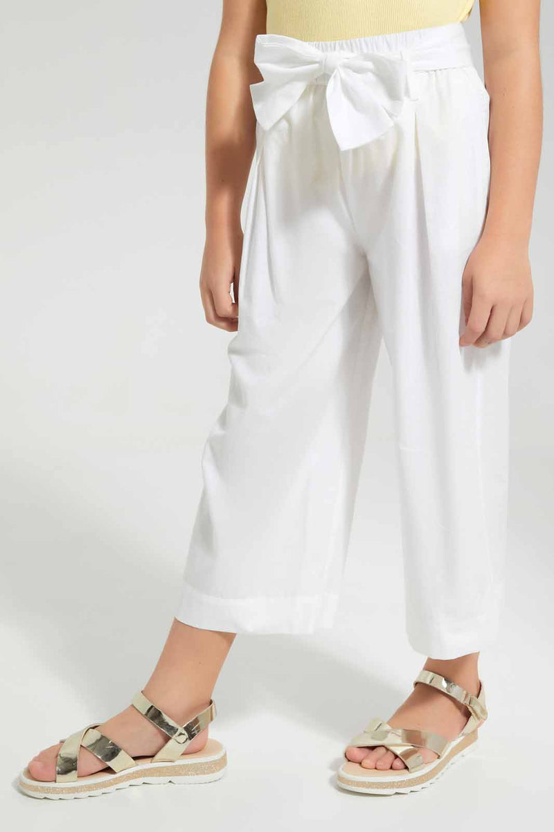 Redtag-White-Wide-Leg-Plain-Trousers-With-Belt-Category:Trousers,-Colour:White,-Filter:Girls-(2-to-8-Yrs),-Girls-Trousers,-New-In,-New-In-GIR,-Non-Sale,-S22D,-Section:Kidswear-Girls-