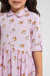 Redtag-Pink-Shirt-Dress-Dresses-Girls-2 to 8 Years
