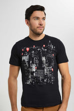 تنزيل الصورة على معرض الصور، Redtag-Black-Graphic-T-Shirt-Graphic-T-Shirts-Men&#39;s-
