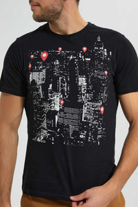 Redtag-Black-Graphic-T-Shirt-Graphic-T-Shirts-Men's-