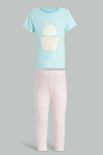 Load image into Gallery viewer, Redtag-Mint-&amp;-Pink-Placement-Print-Pyjama-Sets-Pyjama-Sets-Infant-Girls-3 to 24 Months
