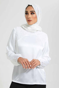 Redtag-White-Blouse-Long-Sleeve-With-Front-And-Sleeve-Open-Lace-Blouses-Women's-