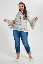 تنزيل الصورة على معرض الصور، Redtag-Mint-Floral-Printed-Blouse-Long-Sleeve-Blouses-Women&#39;s-
