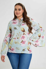 تنزيل الصورة على معرض الصور، Redtag-Mint-Floral-Printed-Blouse-Long-Sleeve-Blouses-Women&#39;s-
