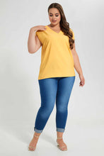 تنزيل الصورة على معرض الصور، Redtag-Yellow-V-Neck-Blouse-Blouses-Women&#39;s-
