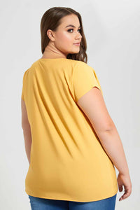 Redtag-Yellow-V-Neck-Blouse-Blouses-Women's-