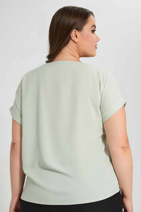 Redtag-Mint-Turn-Up-Sleeve-Blouse-Blouses-Women's-