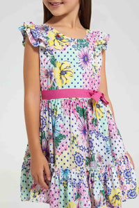 Redtag-Multi-Colored-Floral-Aop-Dress-Dresses-Girls-2 to 8 Years
