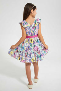 Redtag-Multi-Colored-Floral-Aop-Dress-Dresses-Girls-2 to 8 Years