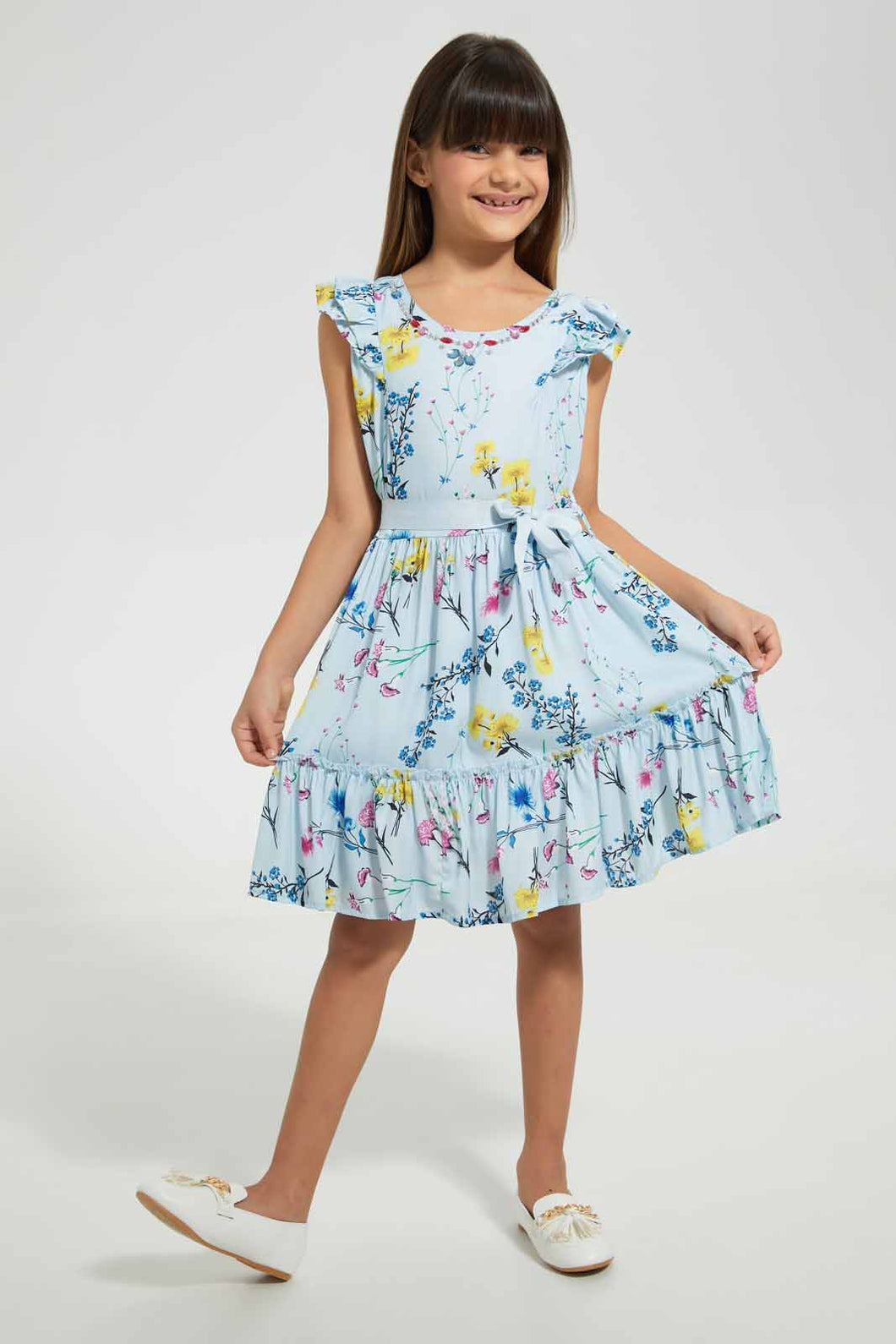 Redtag-Multi-Colored-Floral-Aop-Dress-Dresses-Girls-2 to 8 Years