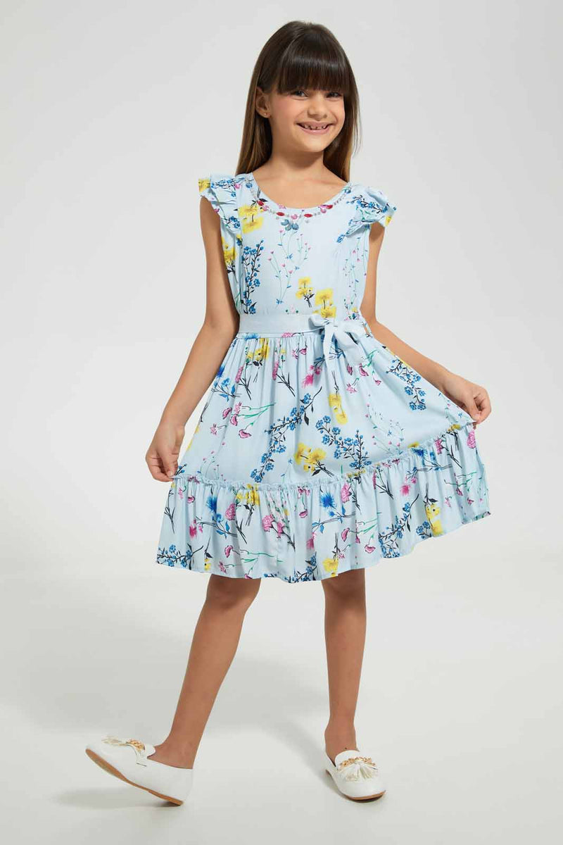 Redtag-Multi-Colored-Floral-Aop-Dress-Dresses-Girls-2 to 8 Years