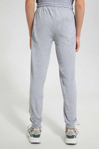 Redtag-Grey-Melange-Pique-Active-Pants-Joggers-Senior-Boys-9 to 14 Years