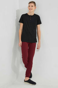 Redtag-Burgundy-Pique-Active-Pants-Joggers-Senior-Boys-9 to 14 Years