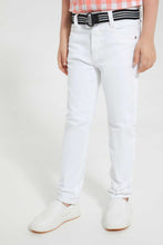 Load image into Gallery viewer, Redtag-White-Belted-Trouser-Chino-Trousers-Boys-2 to 8 Years
