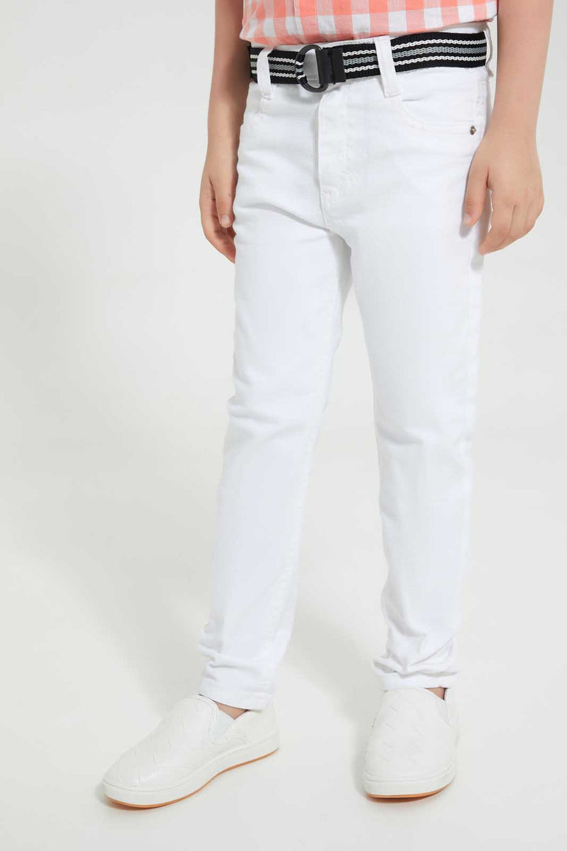 Redtag-White-Belted-Trouser-Chino-Trousers-Boys-2 to 8 Years