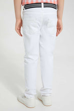 Load image into Gallery viewer, Redtag-White-Belted-Trouser-Chino-Trousers-Boys-2 to 8 Years
