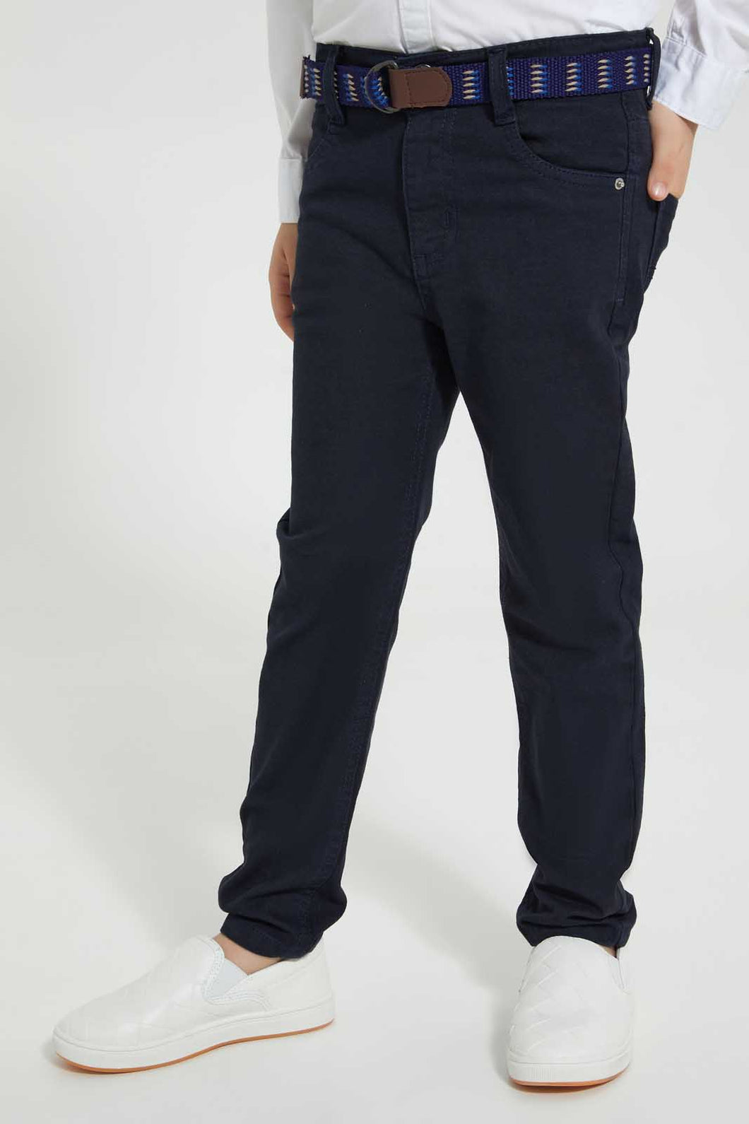 Redtag-Navy-Belted-Trouser-Chino-Trousers-Boys-2 to 8 Years