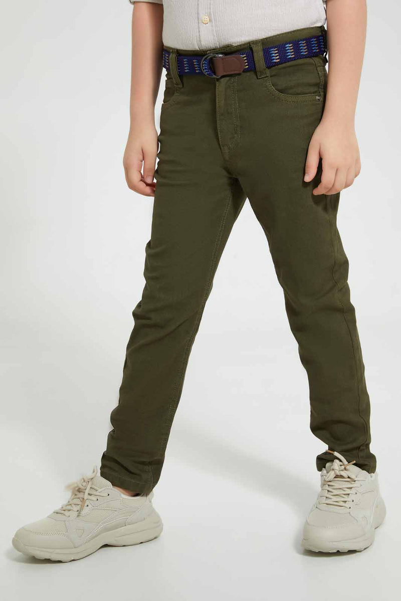 Redtag-Olive-Belted-Trouser-Chino-Trousers-Boys-2 to 8 Years