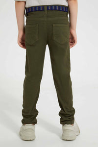 Redtag-Olive-Belted-Trouser-Chino-Trousers-Boys-2 to 8 Years