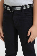 Load image into Gallery viewer, Redtag-Black-Belted-Trouser-Chino-Trousers-Boys-2 to 8 Years
